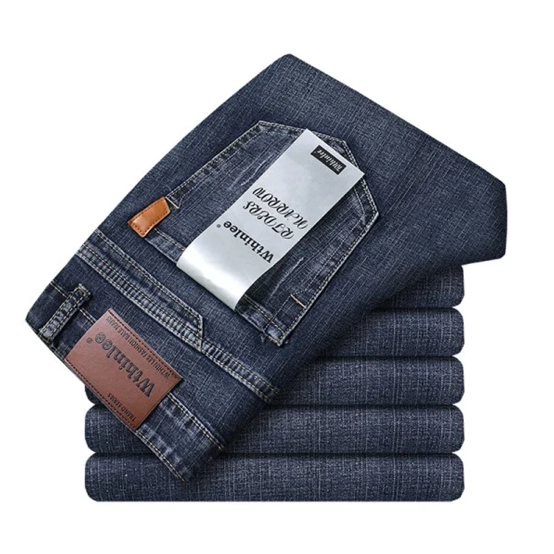 

2025 Classic Business Casual Jeans Men 2023 New Fashion Blue Slim Stretch Denim Trousers Male High Quality Luxury Pants Men Clot