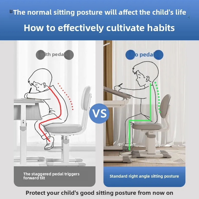 Children's Study Chair Pupil Household Desk Chair Adjustable Lift Correction Sitting Position Seat Backrest Writing Chair