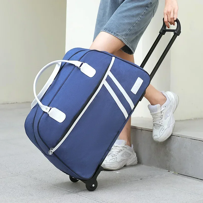 

Travel Bags Short-trip Luggage Trolly Case Foldable Handbag Suitcase Oxford Waterproof With Wheels Large Capacity Trolley Bag