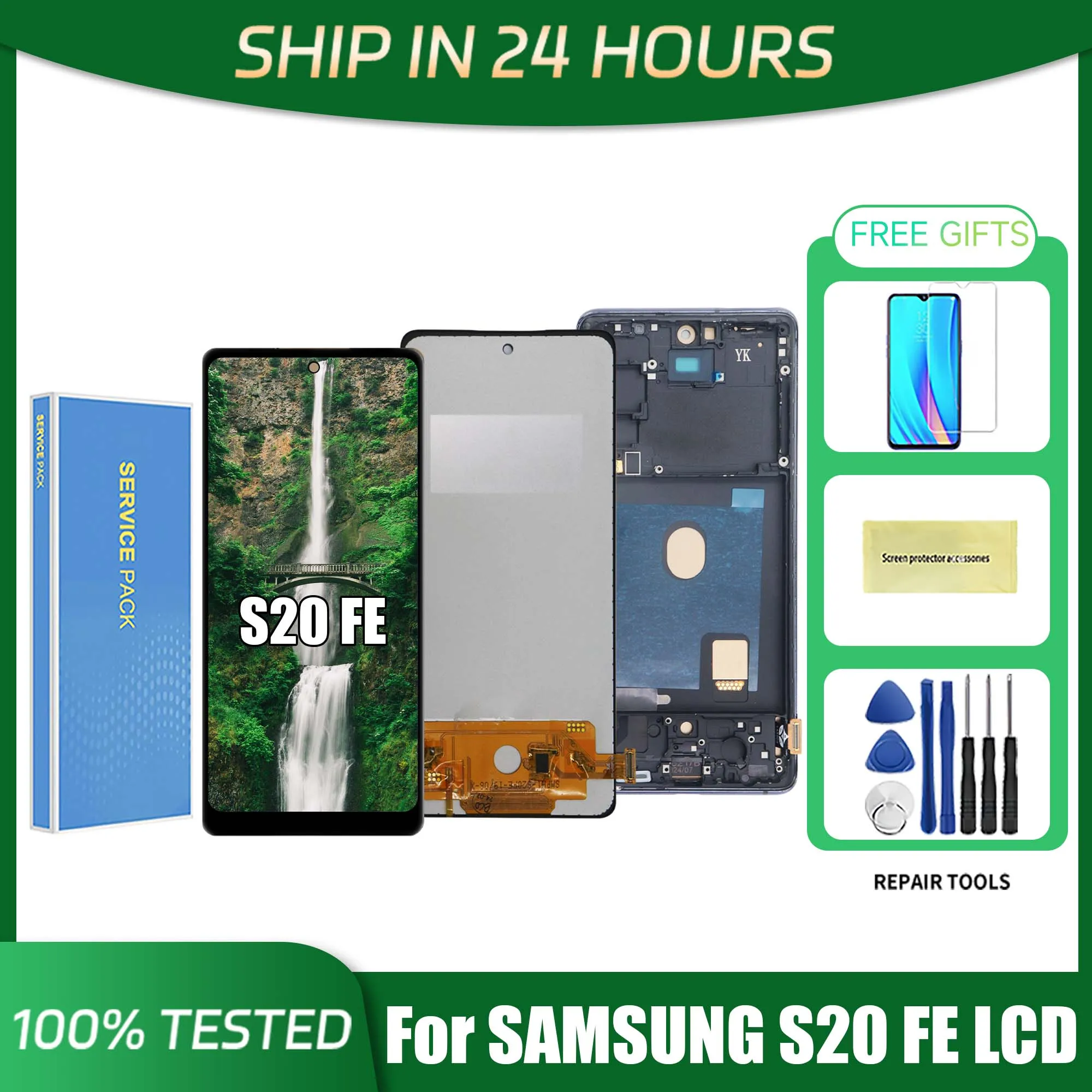 Tested TFT LCD For Samsung Galaxy S20 FE With Frame, LCD For Samsung S20FE G781B G780 Display Touch Digitizer Replacement Screen