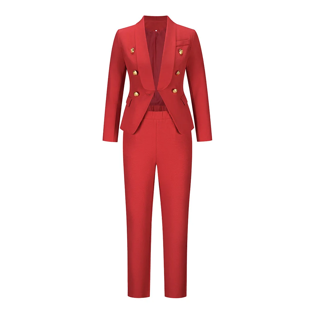 

Women 2 Piece Outfits Suits Set Long Sleeve Button Blazer High Waisted Pants Jumpsuit for Business Work