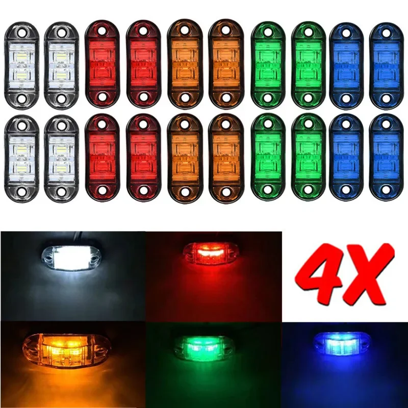4PCS Ovale Universale 2 Luci di posizione laterali a luce LED per camion con rimorchio Caravan Camion Lampada di avvertimento di distanza Montaggio superficiale 12V-24V