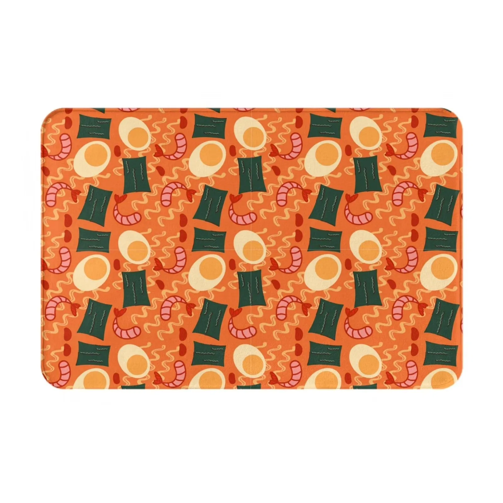 Ramen Noodle Soup Print Flannel Floor Mat Anti-Slip Dust-proof Kitchen Bath Door Mat