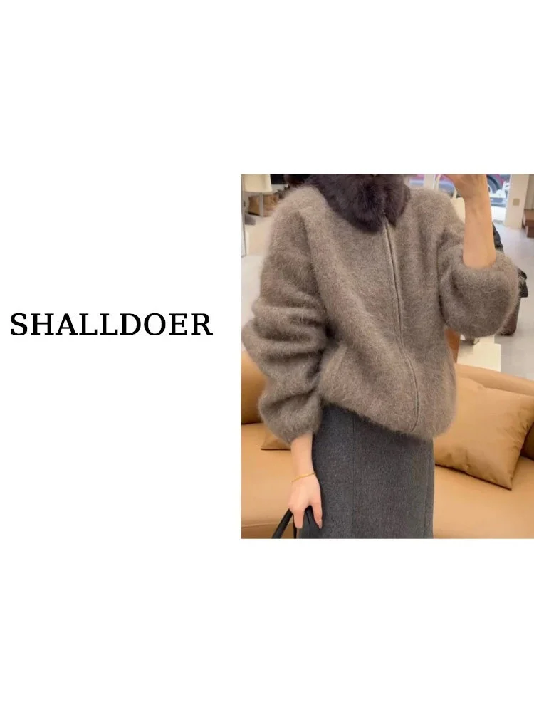 Stylish Short Zipper Fleece Lined Thickened Coat with Detachable Fur Collar Unique Beautiful Top for Women Autumn Winter Fashion