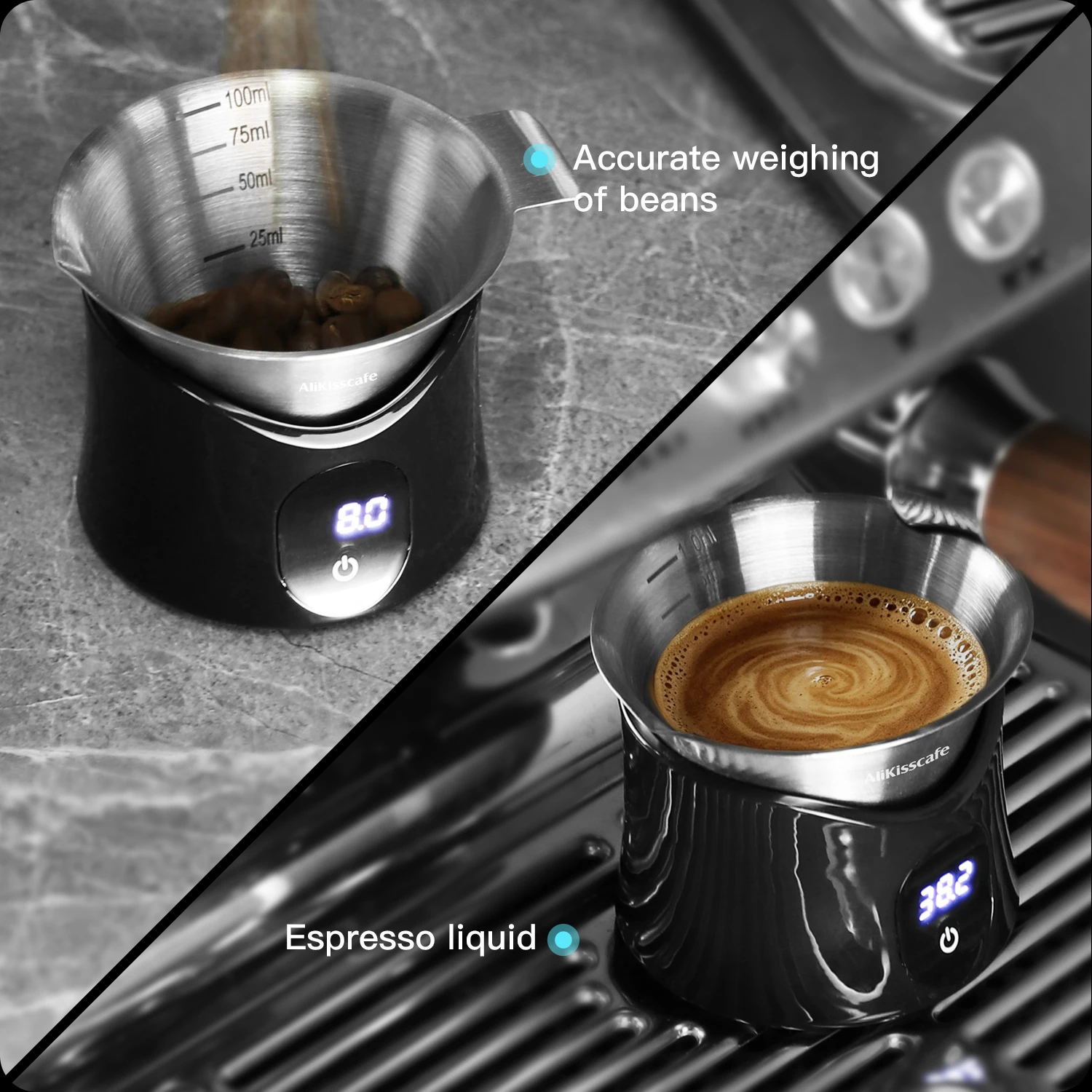 AliKisscafe Coffee Scale Display Tray Digital Dosing Cup Shot Cup Precise Scale Measuring Cup Barista Tools Espresso Accessories