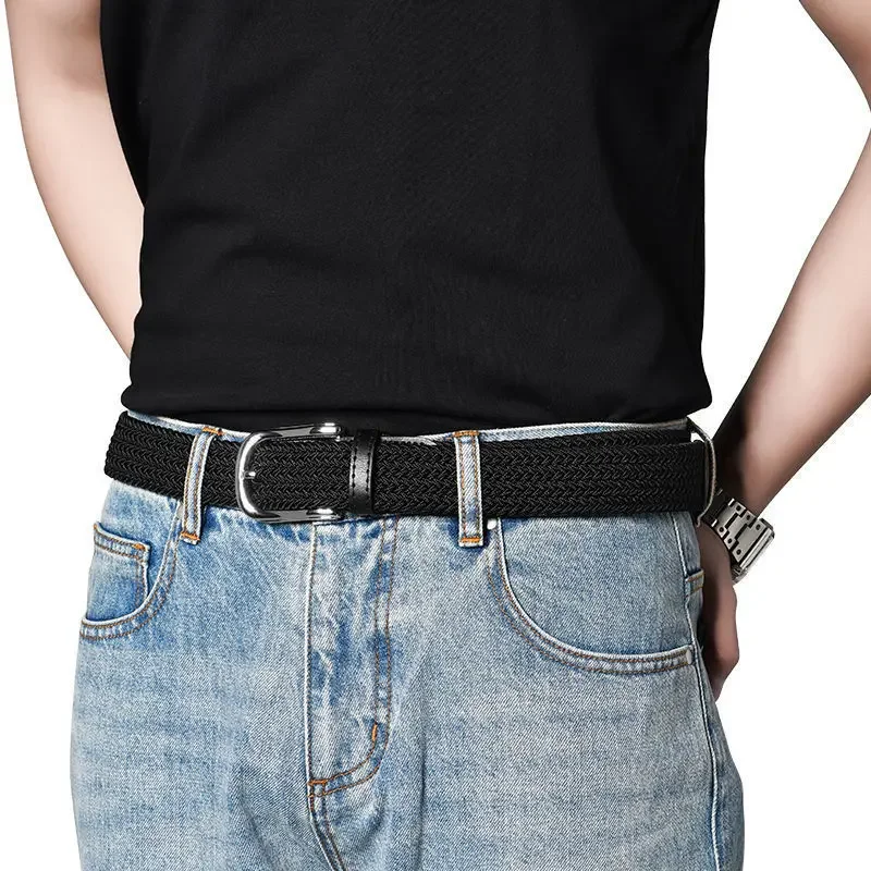 100cm 110cm 120cm New Design High Quality Men Casual Belt Woven Buckle Elastic Canvas All match Women Pants Versatile Sense