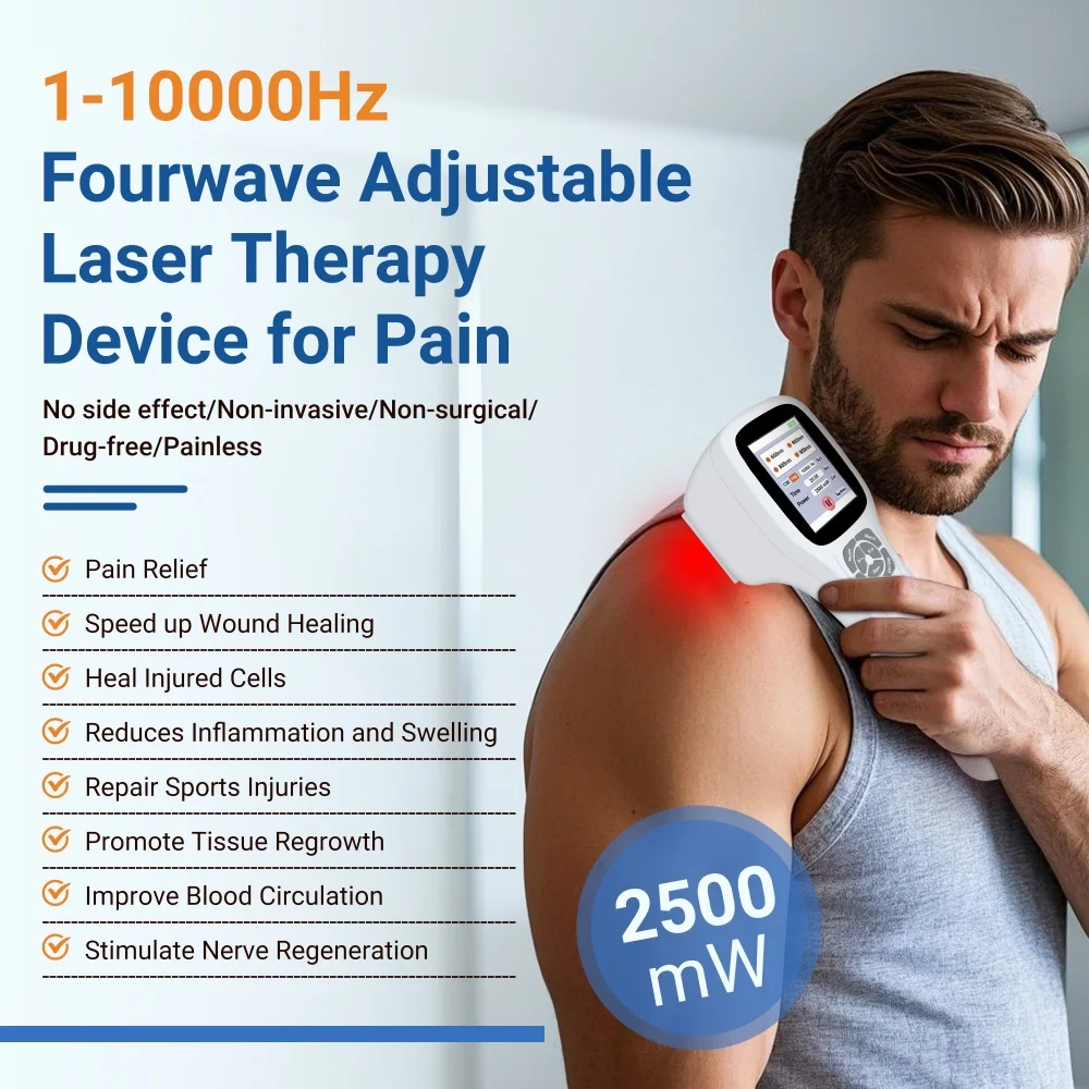 ZJZK 2500mW LLLT Cold Laser MLS Therapy Machine Red Light Therapy for Pet Sports Injuries Wound Healing 650nm 808nm 905nm 980nm