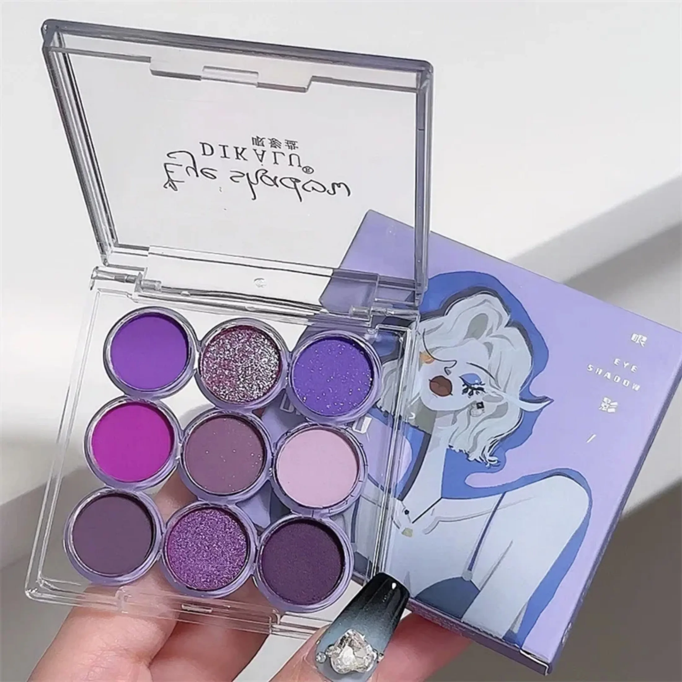 9 colori viola Eyeshadow Palette Matte Pearlescent Powder Pigment Eye Shadow facile da colorare marrone verde Eyeshadow Palette Makeup