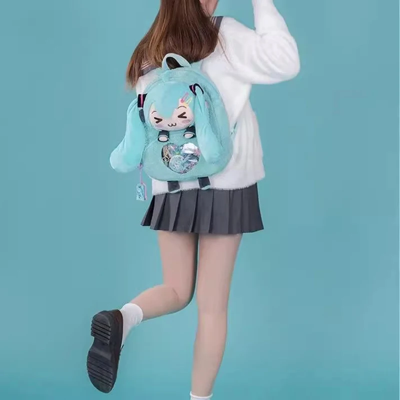 Hatsune Miku Sweet And Cute Creative Anime Picture Embroidery Fashion Large Capacity Storage Soft Plush Backpack Girl Toy Gift