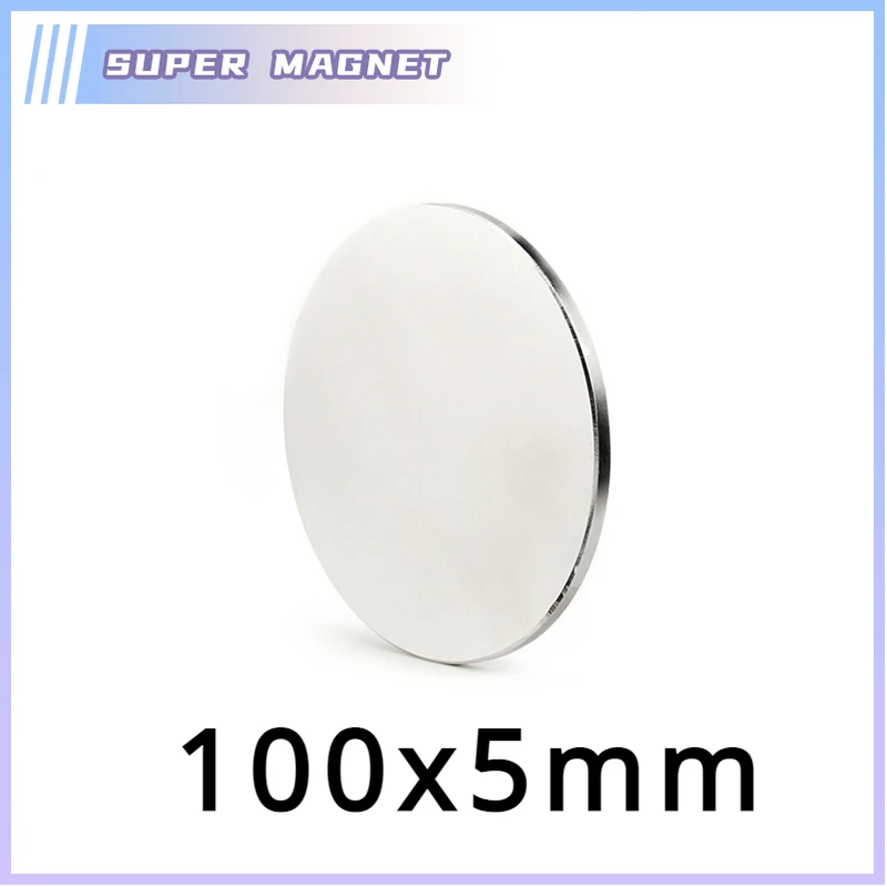 1/2Pcs 100x5mm Strong Neodymium Magnet NdFeB N35 Super Powerful Permanent Big Round Rare Earth Magnetic Circular Disc Magnet