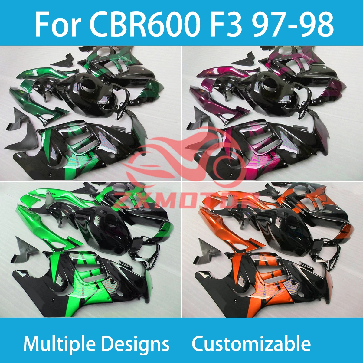 

CBR600 F3 97 98 100% подходят для обтекателей Honda CBR 600 F3 1997 1998 мотоцикла ZXMT, комплект деталей для пластикового обтекателя кузова