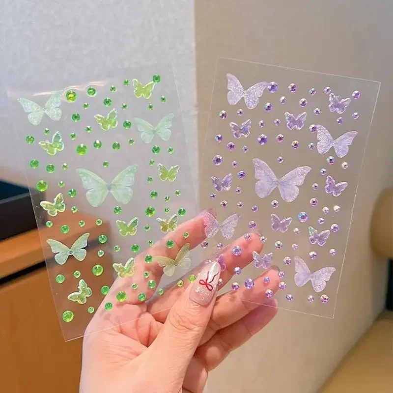 1 лист эльф-бабочка со стразами наклейки для лица Kawaii самоклеящиеся тканые бабочки Декор для сцены, концерта, принадлежности для макияжа