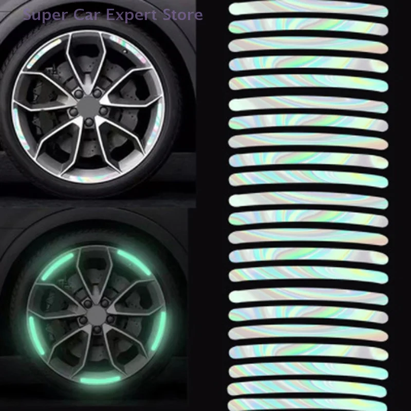 

20pcs Car Wheel Hub Sticker High Reflective Stripe Tape Car Styling Decal Sticker Auto Moto Decor Decals Accessories Universal