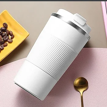 380 ml/510 ml 이중 스테인리스강 304 커피 보온 머그컵 누수 방지 미끄럼 방지 자동차 진공 플라스크 여행용 보온 컵 물병