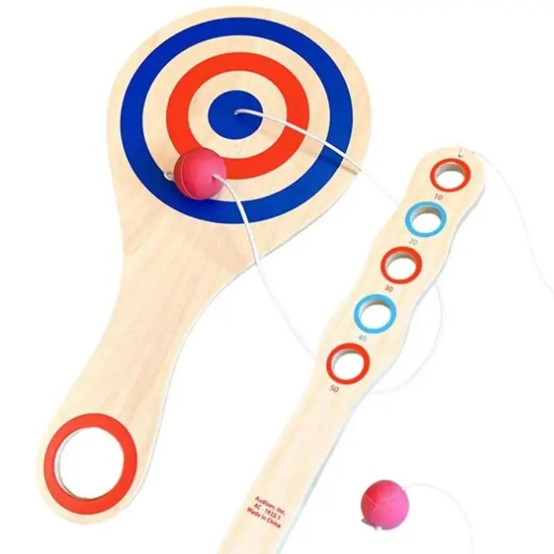 

●Wooden Paddle Ball With String And Ball, Hand-Eye Coordination Elastic Technology Paddle Interactive Sensory Training Kit