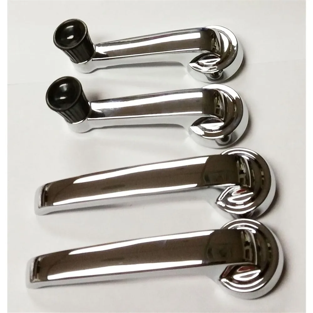 

Interior Door Handle and Window Crank Handle, Left and Right, Metal Chrome, Pack of 4 for 1966 1965 1964 1963 1962 1961 1960 195