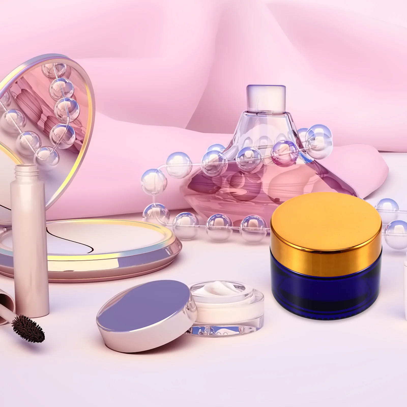 

12Pcs Empty Refillable Jars Glass Face Cream Containers Travel Storage Portable Dispenser for Ointments Balms Lotions