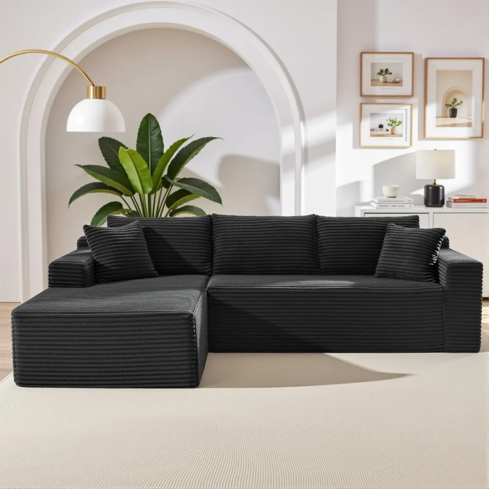 

105 Inch Cloud Sectional Couch,Modern Modular Sectional Sofa with Deep Seat,Corduroy Boneless Couches with L-Shape Chaise