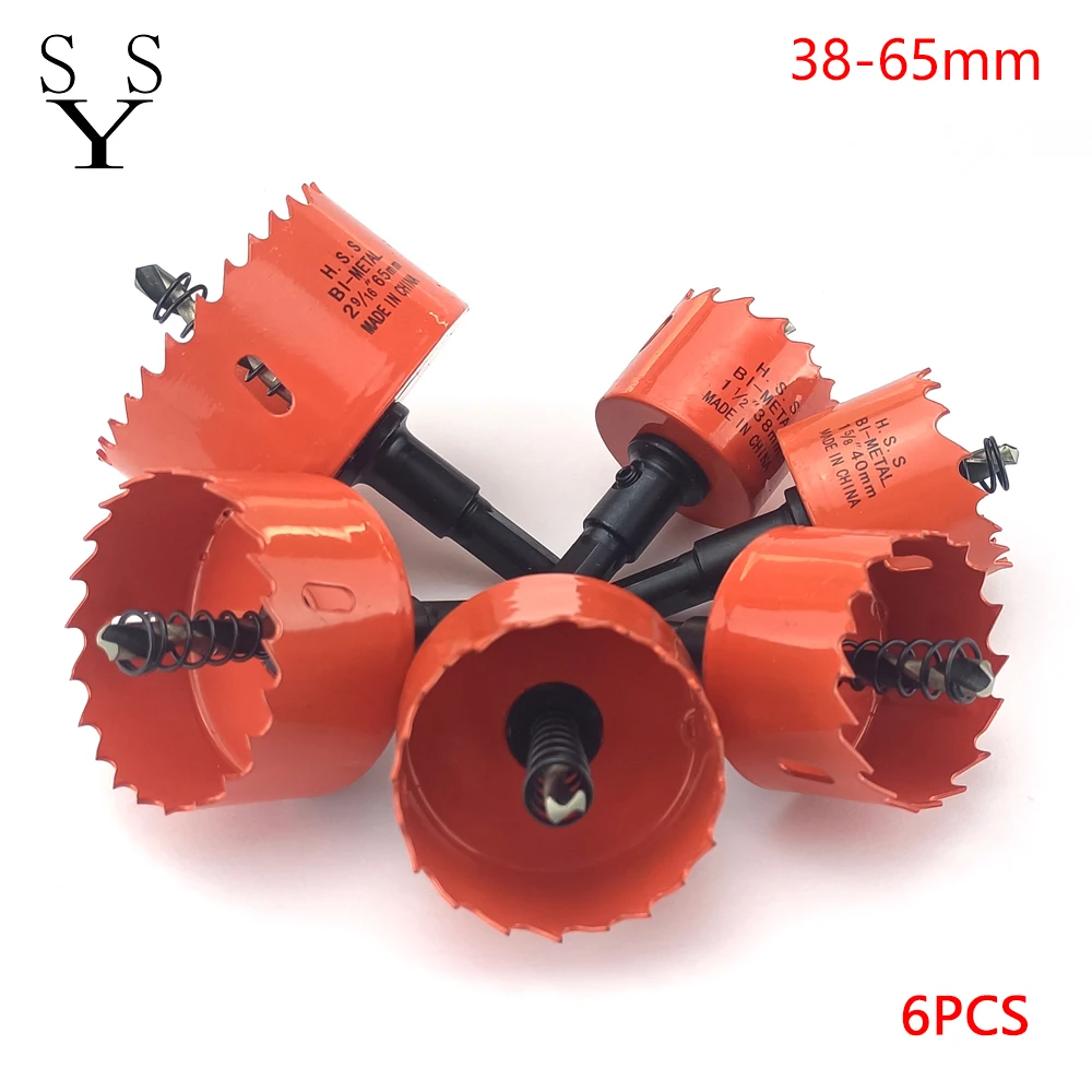 6Pcs 38-65mm M42 Bi-Metal Hole Saw HSS Drill Bits Drilling Crown for Metal Iron Aluminum Stainless Wood Cutter Tools