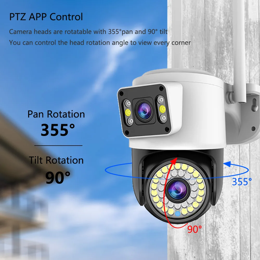 Yoosee 4K 8MP Dual Screen IP Camera 4MP WiFi PTZ Camera AI Human Detection Monitor Outdoor Color Night Vision CCTV Home Security