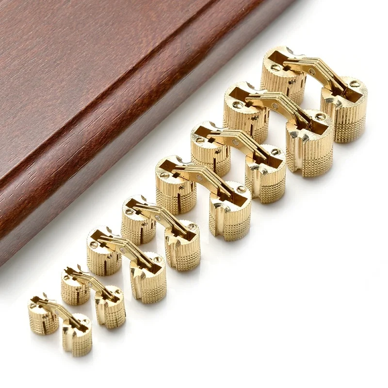 2pcs 1 Set Brass Furniture Hinges 8-12mm Hidden Cabinet Copper Invisible Door Hinge Concealed Barrel Hinge For Gift Box Hardware