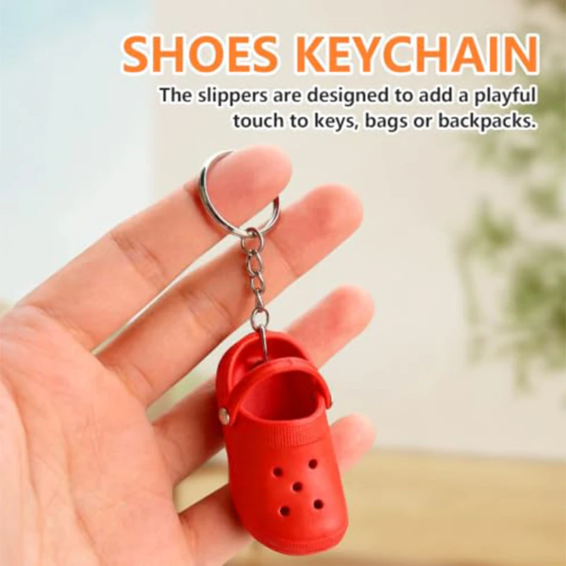 100Pcs Mini Croc Clog Keychain Colorful Little Sandal Pendant School Bag Travel Case Decor Novelty Gift