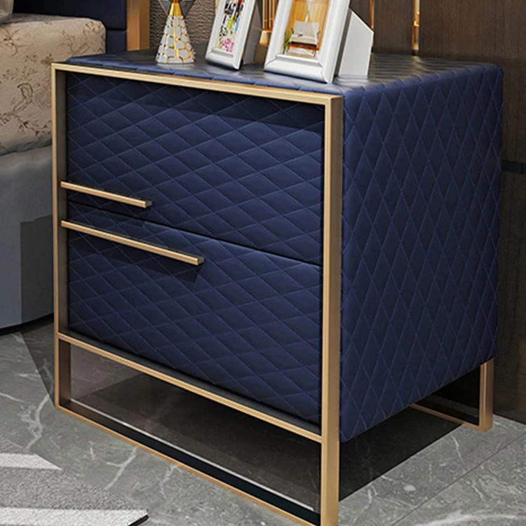 Modern Bedside Table Luxury Bedside Table Gold Stainless Steel Leather Bedside Table Bedroom Furniture