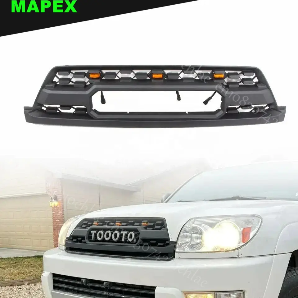 2003-2005 Matte Black Front Grille With Light Fits For TOYOTA 4runner Hilux Surf