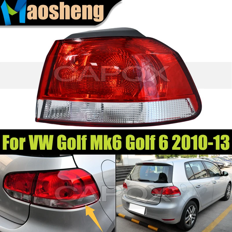 

Rear Bumper Outside Taillight Taillamp Without Bulbs For VW Golf Mk6 Golf 6 Hatchback 2010-2013 Rear Stop Brake Tail Light Lamp