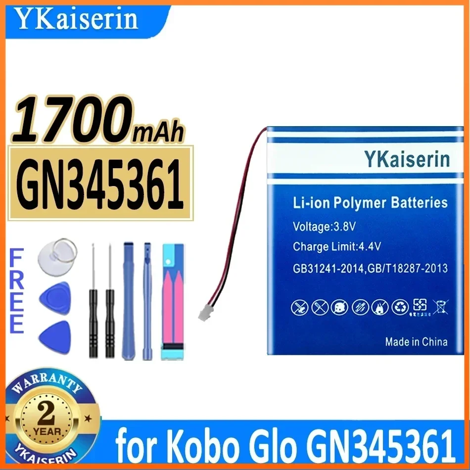 YKaiserin 1700mAh Replacement Battery GN345361 for Kobo Glo Electric Book High Cpacity Batterie Warranty 2 Years + Track Number