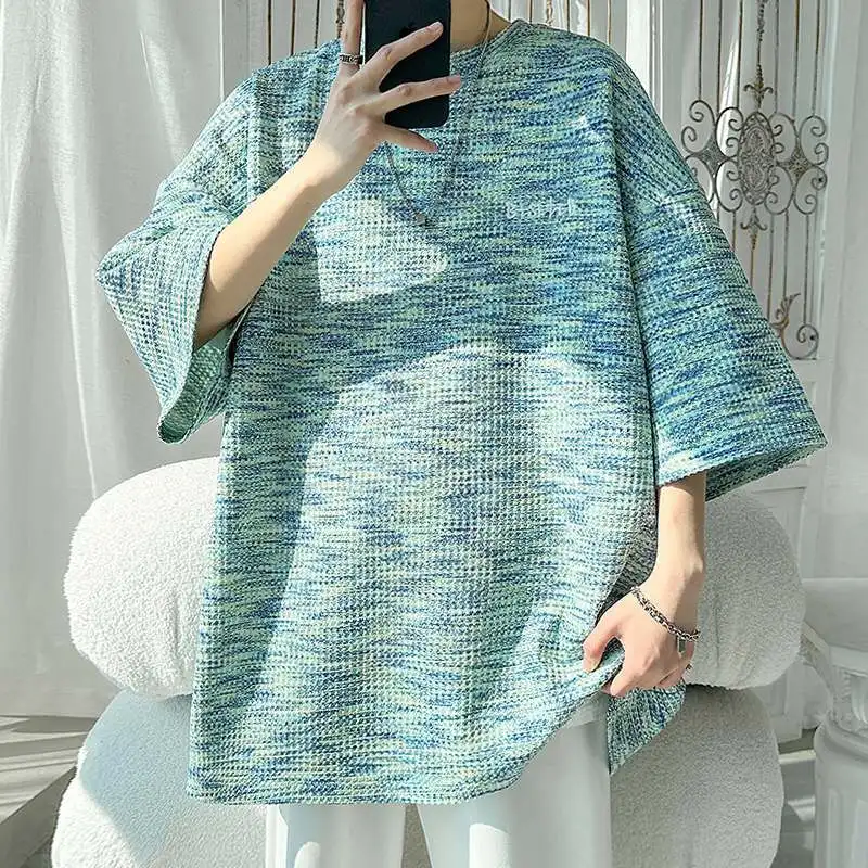 Tie-dyed Short-sleeved T-shirt Men's Summer Trendy Brand Retro Loose Large-size Top Trendy Round Neck Half-sleeved