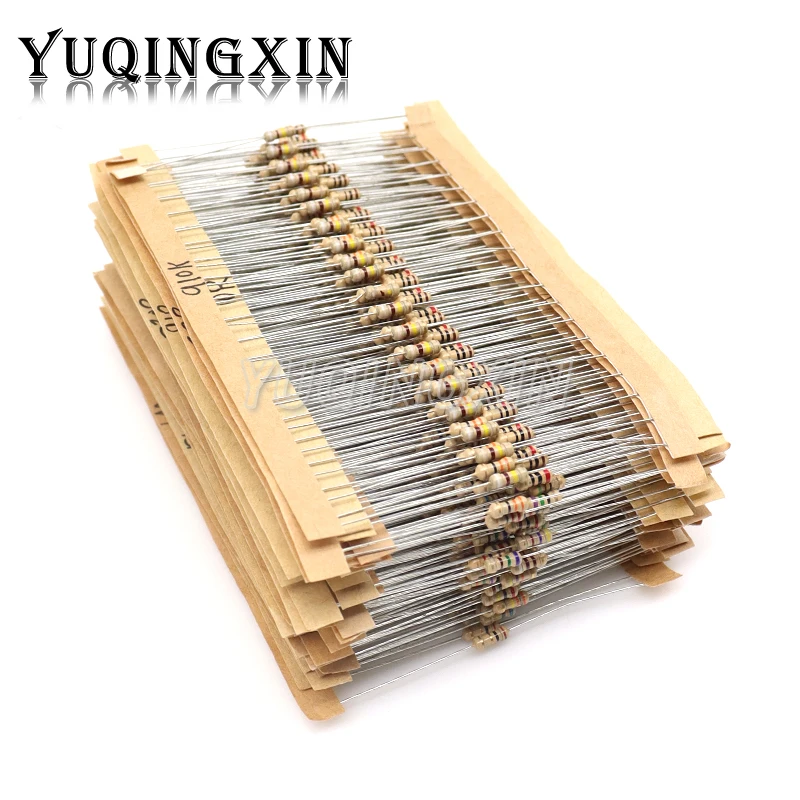 860pcs 1/4W Carbon Film Resistor Kit 5% Resistance Assorted Set 43valuesX20pcs 1R - 1M Ohm 0.25W Sample Pack