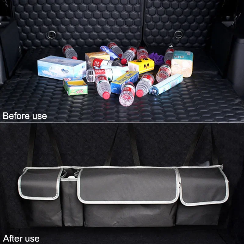 High Capacity Adjustable Car Storage Box Backseat 4 Bag Trunk Organizer Multi-use Oxford Car Seat Back Organizers Car Accesories