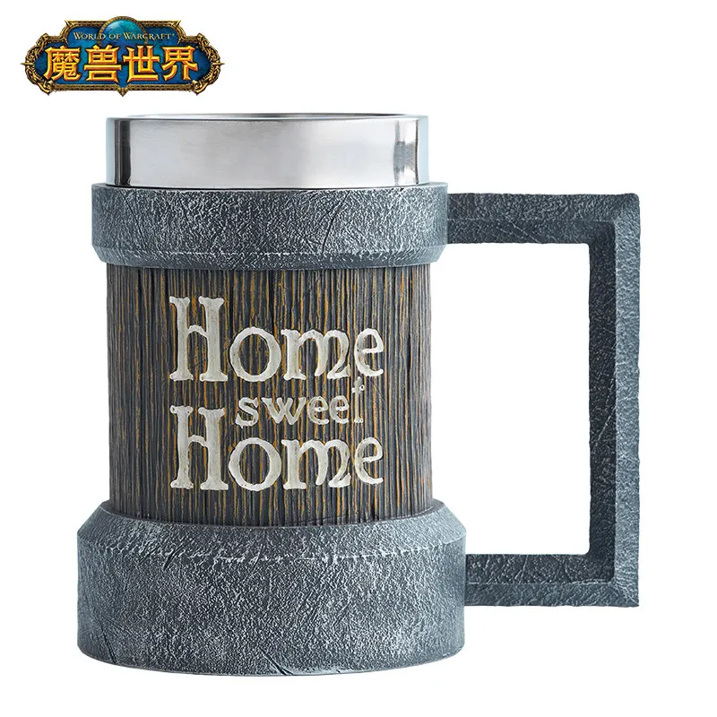 Blizzard World Of Warcraft Retro Beer Mug Stainless Steel Liner Home Sweet Home Drinking Cup For Game Fans Home Office Use