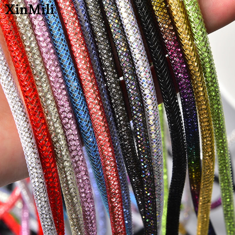 5 jardów brokat 4mm diamentowa kryształowa lina Rhinestone bawełniany sznurek wykończenia Diy bransoletka sznurowadła bluzy torby ze sznurkiem akcesoria