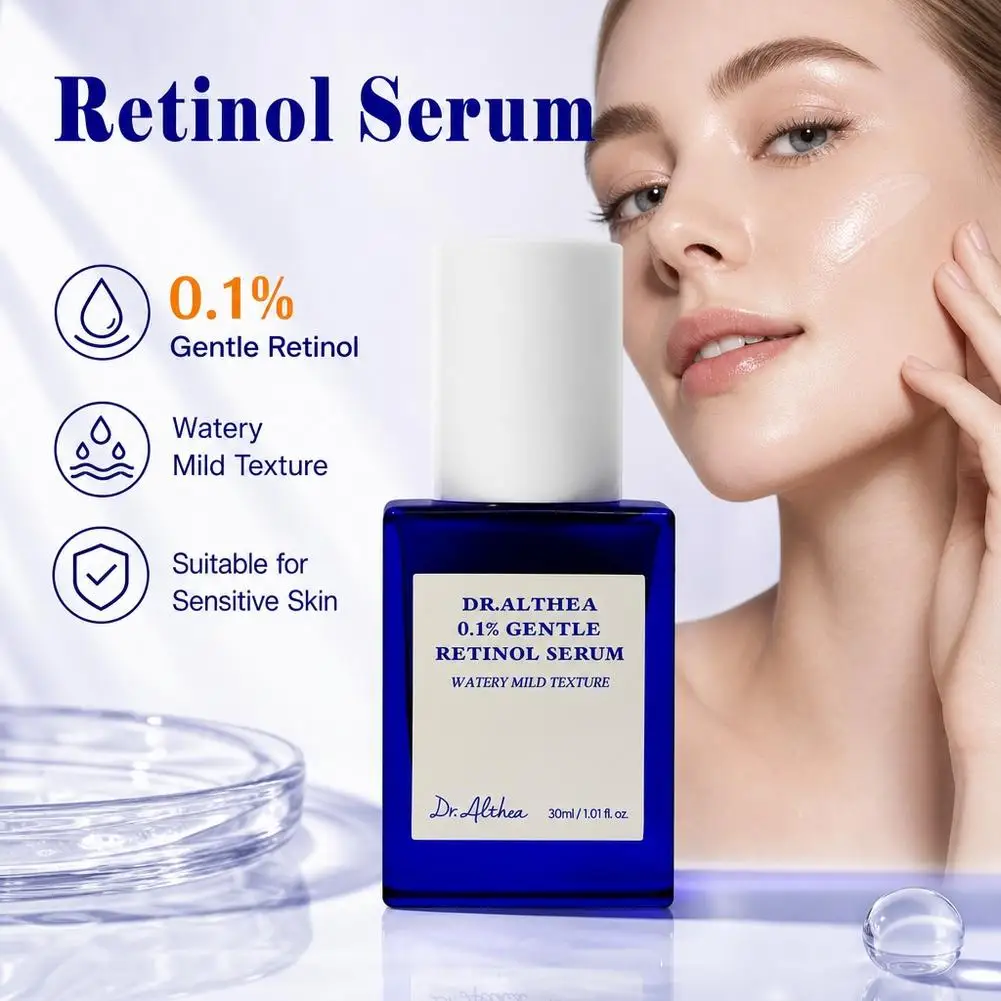 Dr Althea 0.1 Retinol Serum Watery Mild Texture Nourishing Smoothing Refining Facial Serum For Daily Face Skin Care 30ml
