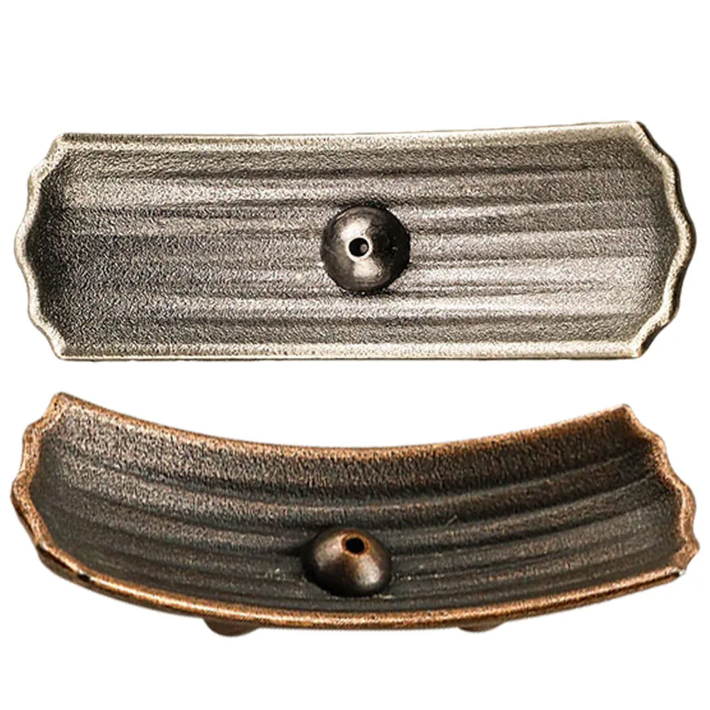 

2pcs Alloy Incense Burner Creative Flat Boat Shape Desktop Holder For Sticks Cones Home Decor Aroma Burner Censer Tray
