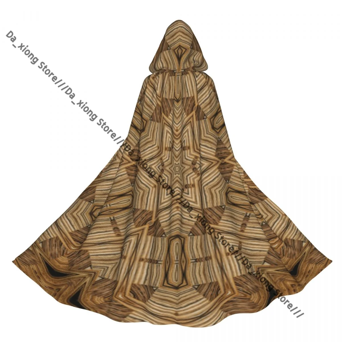 Túnica larga con capucha de bruja, fondo geométrico simétrico, capa de Halloween, disfraces de Cosplay para adultos