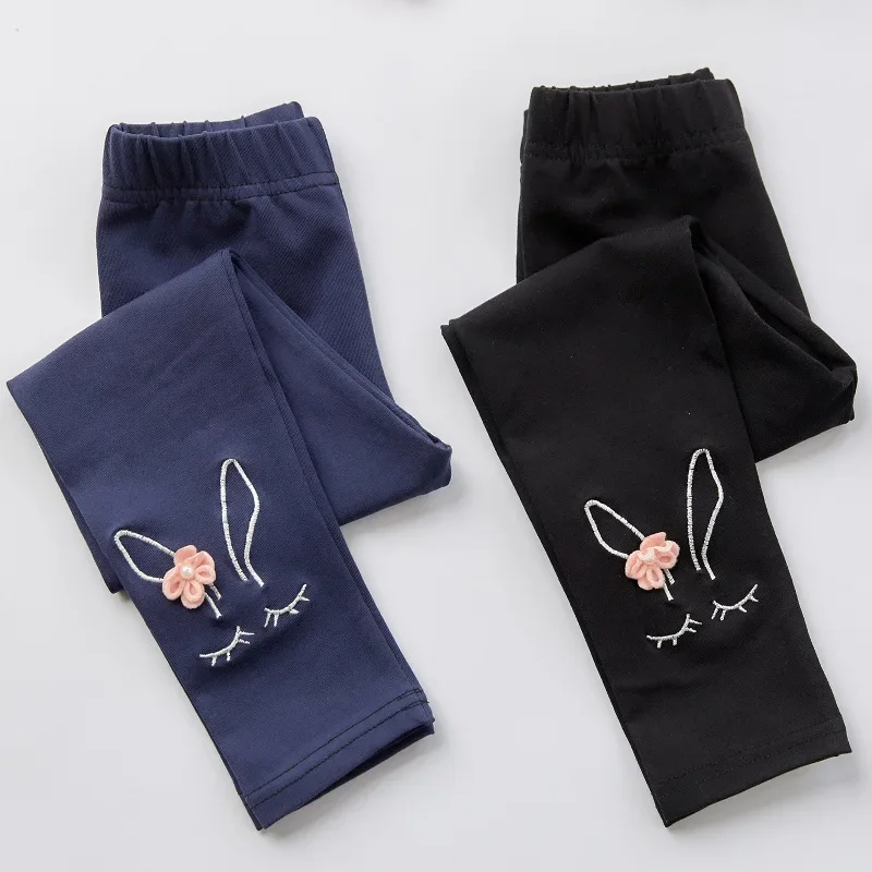 Kids Leggings Bunny Embroidered Floral Leggings for Children Leggins for Kids Girl 2 To 7 Years Girls Pants Kids Wears for Girls