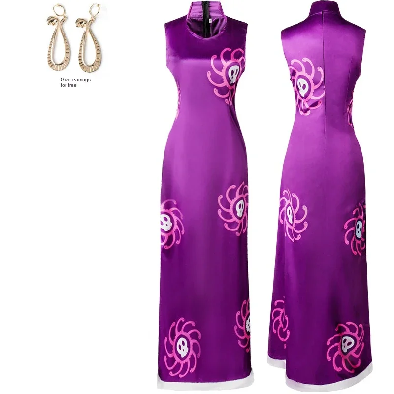 Anime Sette Signori della Guerra del Mare Boa Hancock Impero Serpente Costume Cosplay Halloween Abito Viola per Parrucca da Donna Sexy