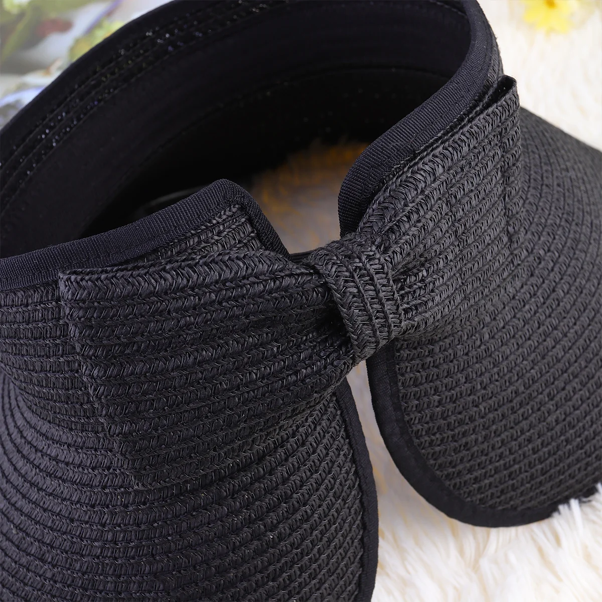 

1pc Hollow Sun Brim Foldable Straw Beach For Summer Beach Hat Women Uv Protection Summer Outdoor Lightweight Floppy Hat