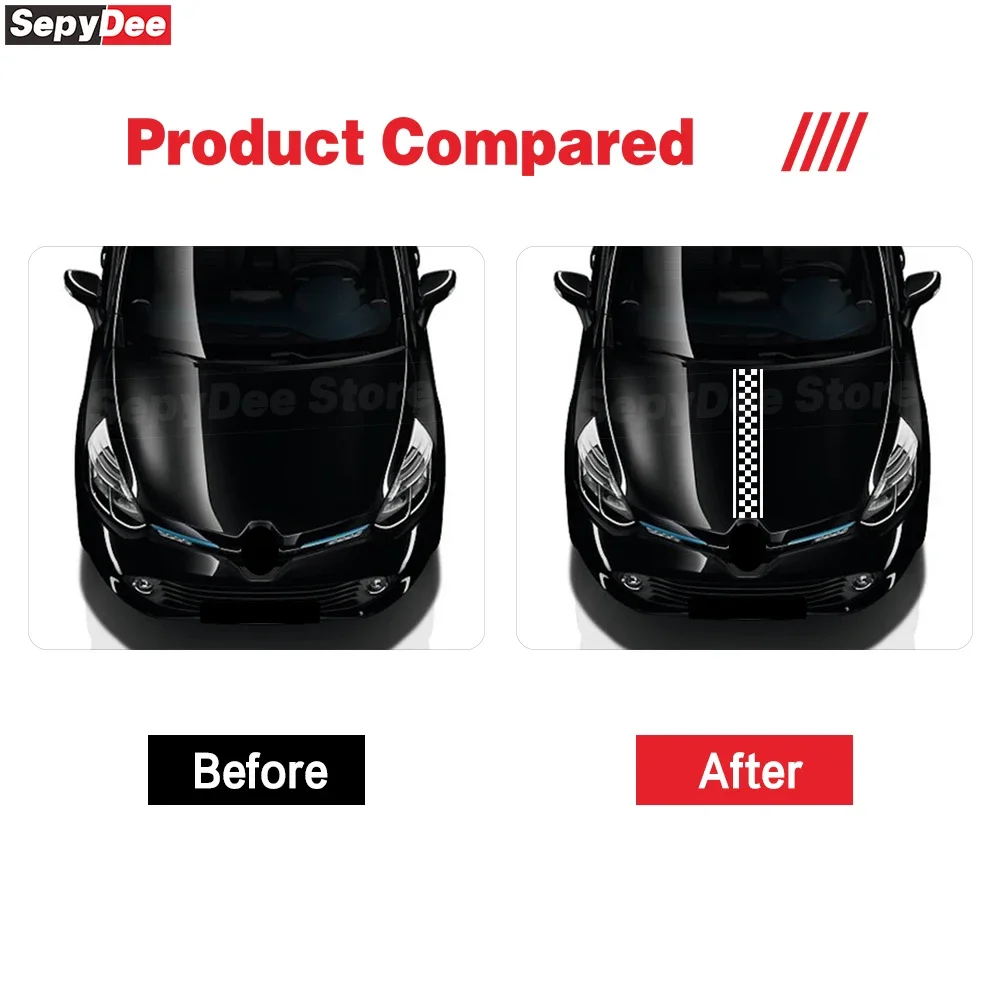 Universal Car Hood Bonnet Stickers Lattices Stripes Graphic Auto Body Engine Cover Decor Vinyl Decals Car Tuning Accessories
