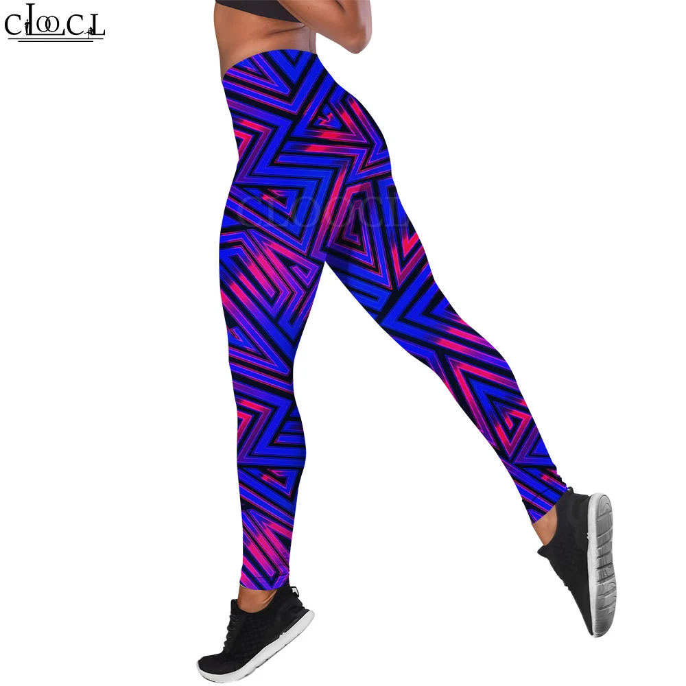 CLOOCL Y2k Leggings para Mujer Pantalones Estampados con Patrón Geométrico Irregular Nalgas Firmes Piernas Sublimadas Pantalones Hasta el Tobillo