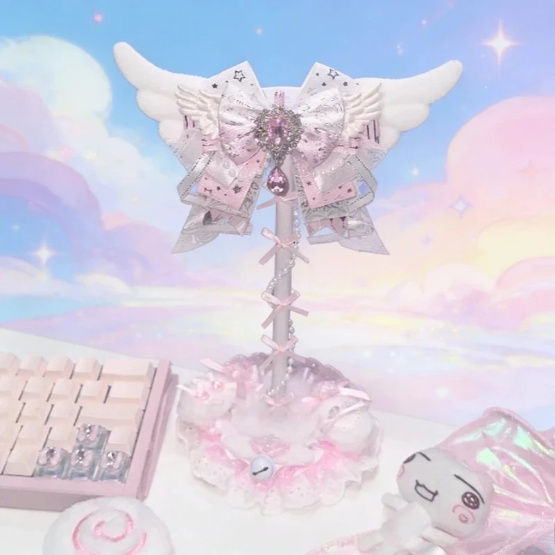 

Cute Headphone Holder Handmade Custom Headset Bracket Pink Lace Headset Bracket Support Cash Desktop Storage Game Accessories