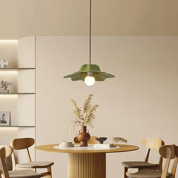 Nordic wabi-Sabi restaurant chandelier original designer niche bedroom bedside lamp table bar cream wind lighting pendant light