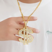 Classic European and American men's golden dollar logo necklaces and Cuban chains, hip-hop money dollar pendants, music festival