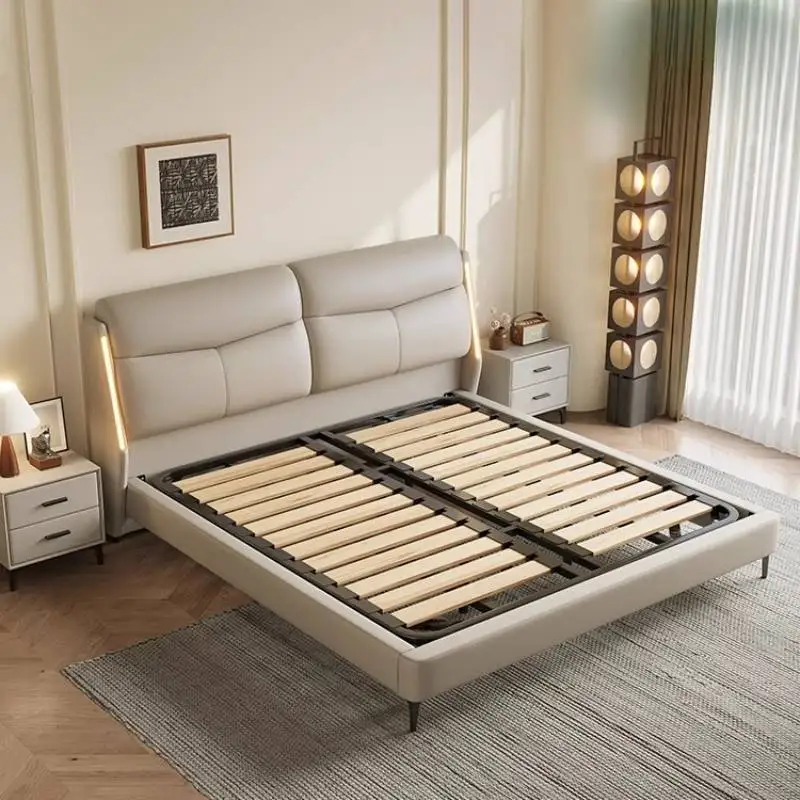 

Designs Normal Double Bed Decoration European Storage King Size Double Bed Luxury Circle Cloud Camas De Dormitorio Furniture