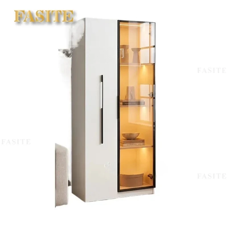 For Simple Glass Door Display Cabinet Household Sliding Wardrobe Hidden Locker Figure Cabinet Living Room Storage Wine