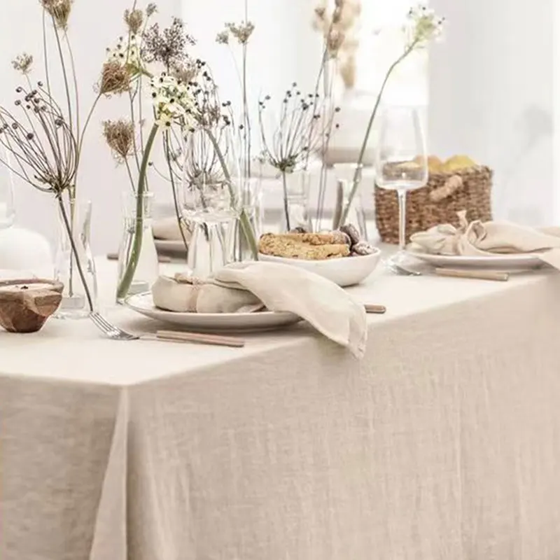 Manteles domésticos para fiestas de boda, decoraciones de mesa de comedor de vacaciones, manteles de cocina, textura plisada suave