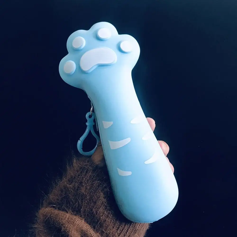 Multi-functional Silicone Pencil Case Cat Paw Design Large Capacity Pen Bag Simulated Fruit Stationery Organizer Students
